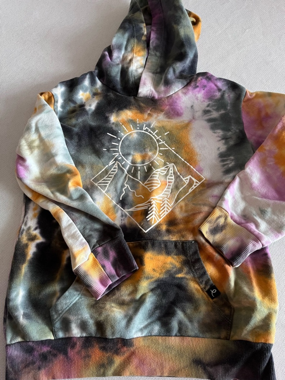 Kids Tie-Dye Mountain Graphic Hoodie - Multicolor Size small